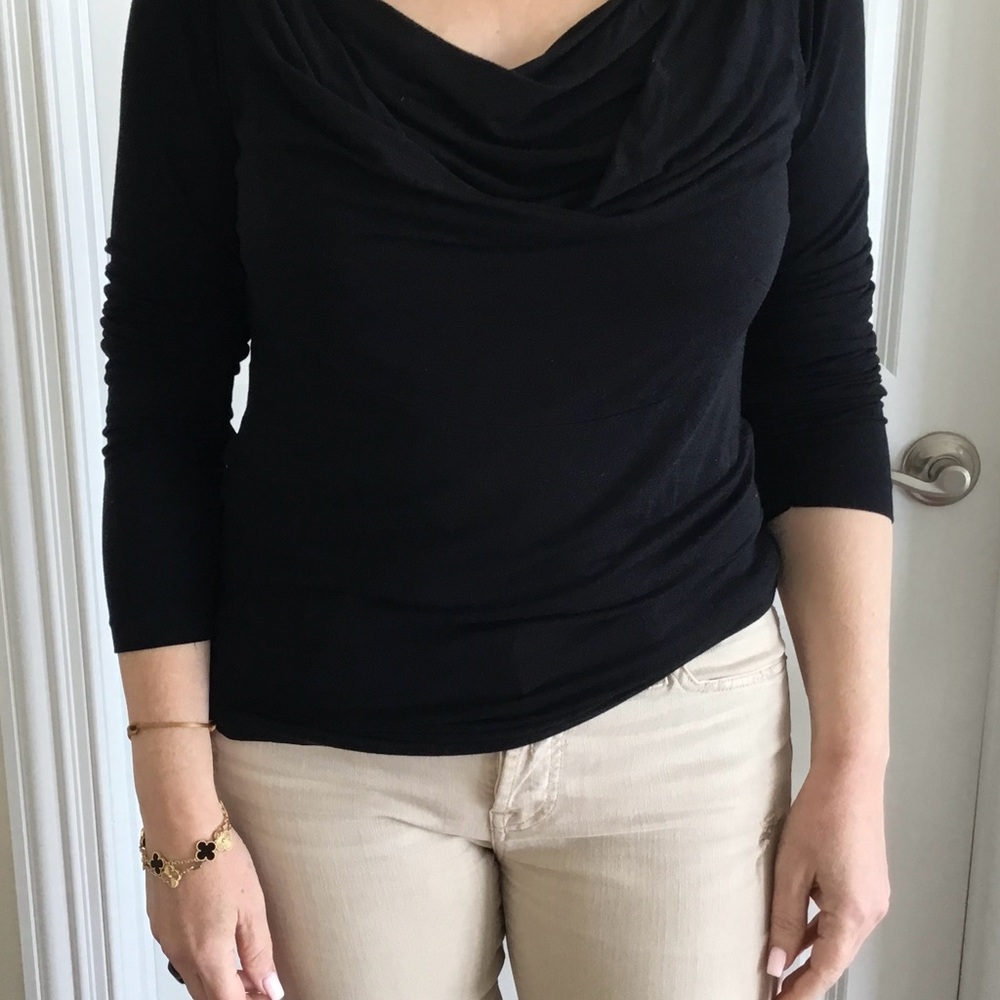 Black Cowl Neck Long Sleeve Top